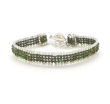 Brazalete Telar Plata Mini Liso Turquesa T